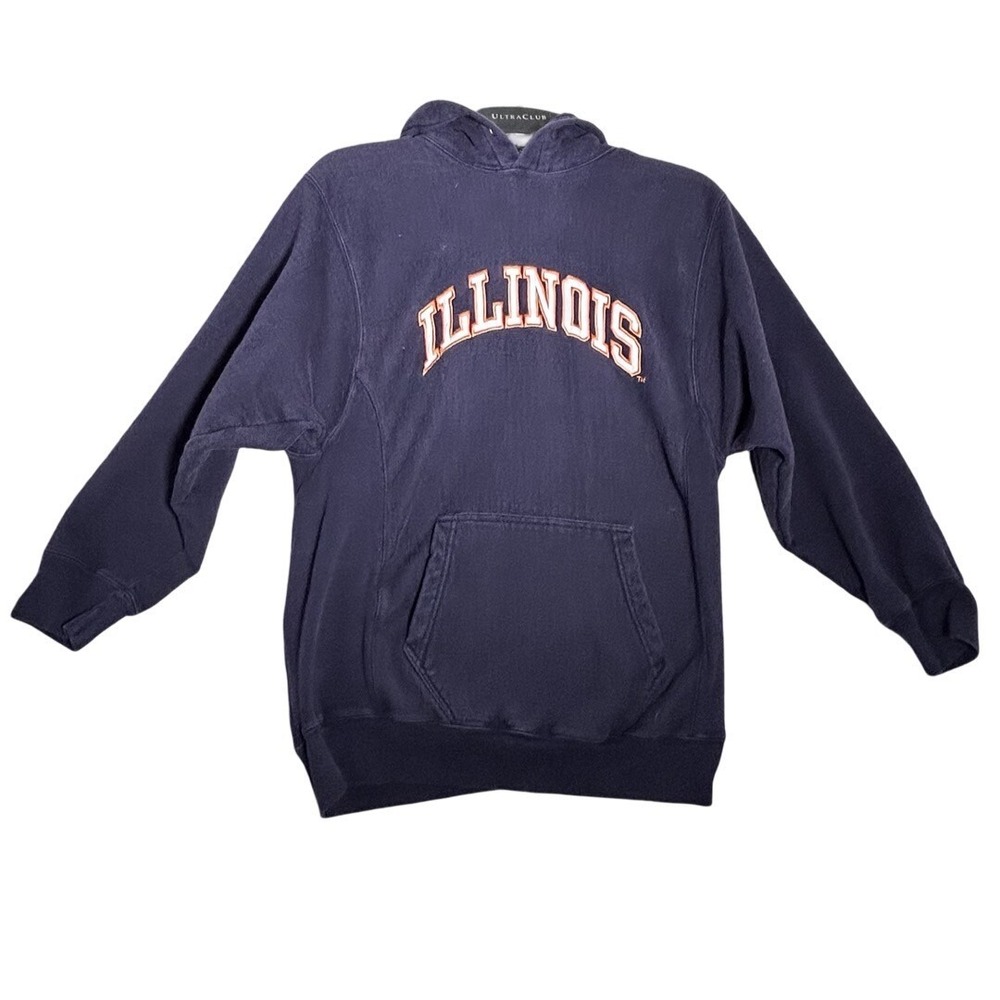 Y2K Steve & Barrys Illinois University Heavy Hoodie Sweatshirt Navy Size Small